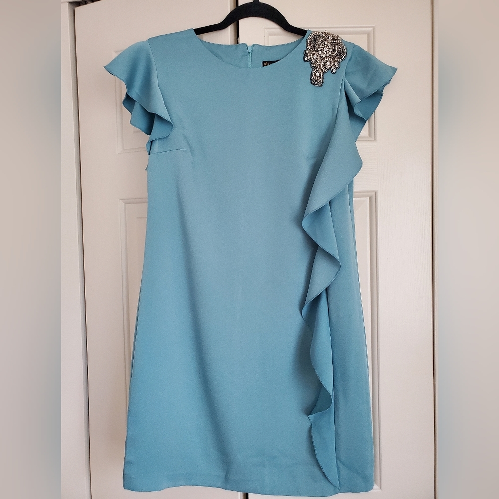 A LADYFORM European teal dress with silver details